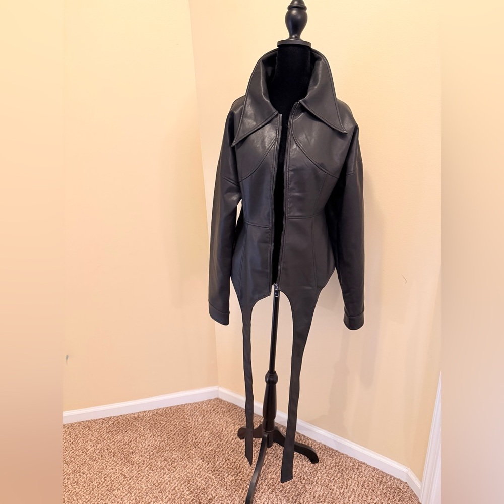 Black Corset pleather Women's Jacket